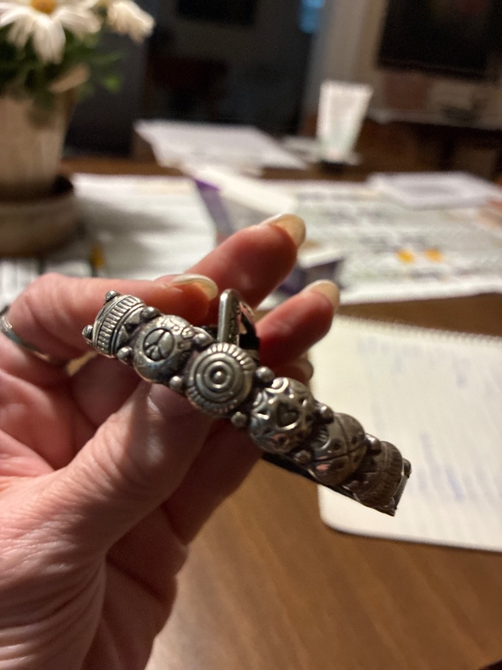 Silver Bracelet with Leather Strap